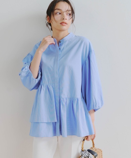 「Droite lautreamont」 7分袖ブラウス M ブルー レディース_画像4