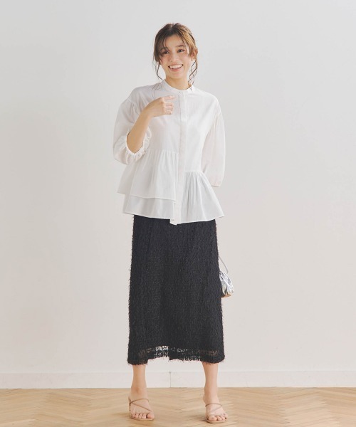 「Droite lautreamont」 7分袖ブラウス M ブルー レディース_画像9