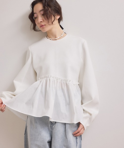 ADAM ET ROPE'（アダムエロペ） tシャツ 「WEB限定」ペプラムコンビ