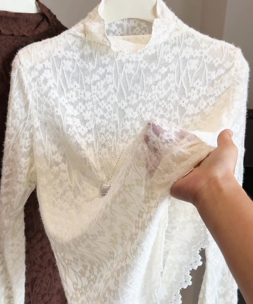 CADBURY（キャドバリー） ブラウス シャツ 花柄レースハイネック