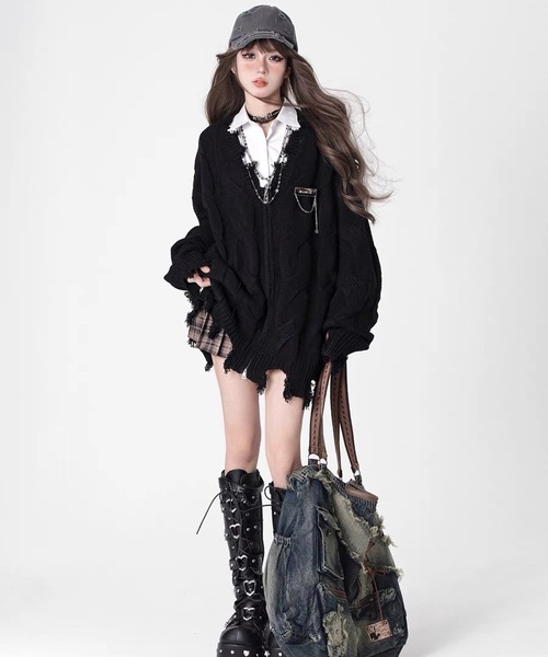 「lilful」 ニットカーディガン F ブラック レディース_画像2