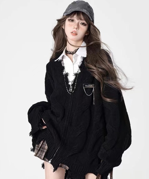 「lilful」 ニットカーディガン F ブラック レディース_画像3