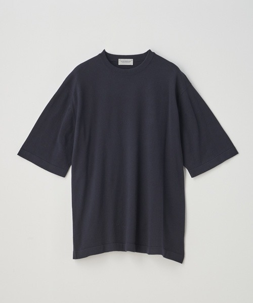 セーター ニット ウェルトヘム半袖コットンニットＴシャツ メンズ