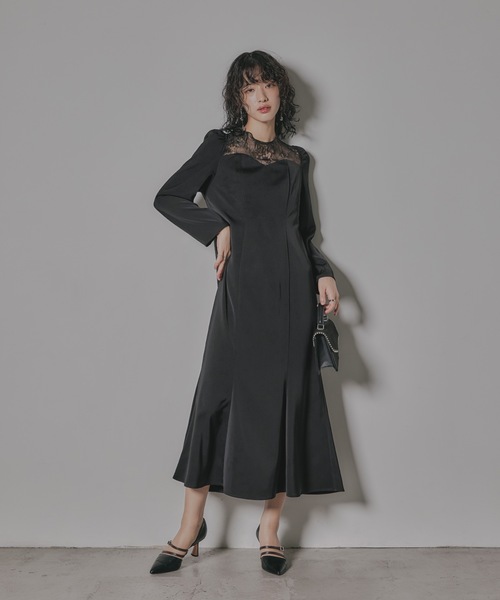 「niana」 長袖ワンピース M ブラック レディース_画像9