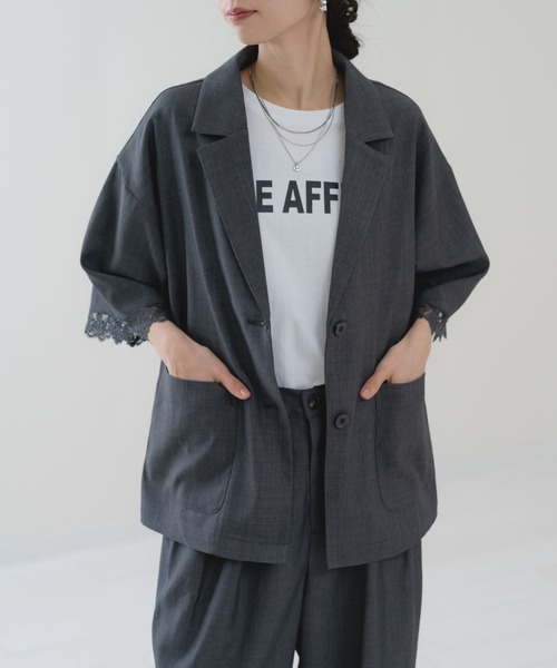 コート アウター 「refinedworks」袖レース テーラー ジャケット