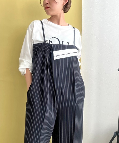 「LHELBIE」 オーバーオール M ネイビー レディース_画像9