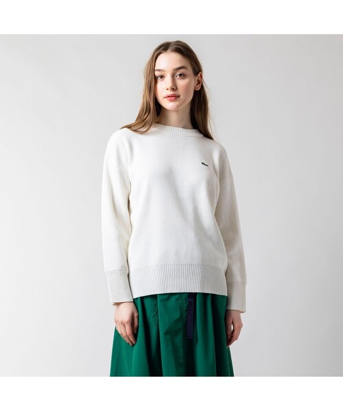 「LACOSTE」 長袖ニット 38 ホワイト レディースの画像