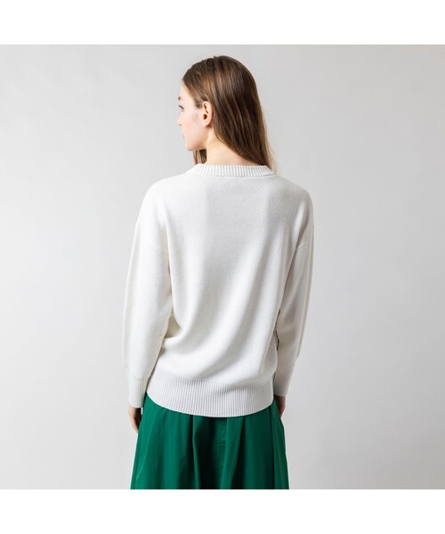 「LACOSTE」 長袖ニット 38 ホワイト レディースの画像
