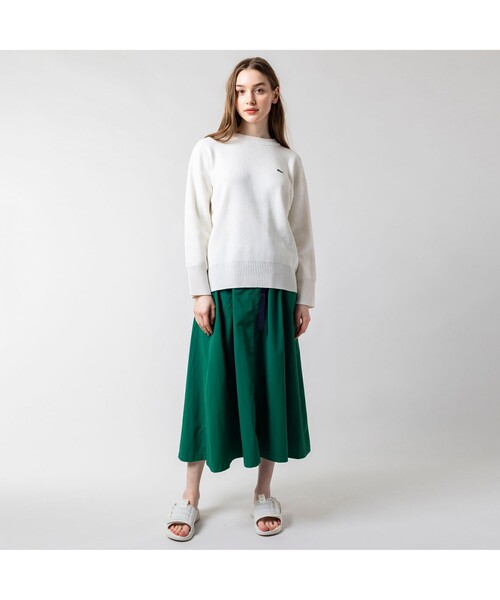 「LACOSTE」 長袖ニット 38 ホワイト レディースの画像