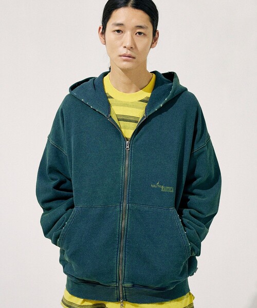 「NAUTICA」 ジップアップパーカー MEDIUM イエロー メンズ