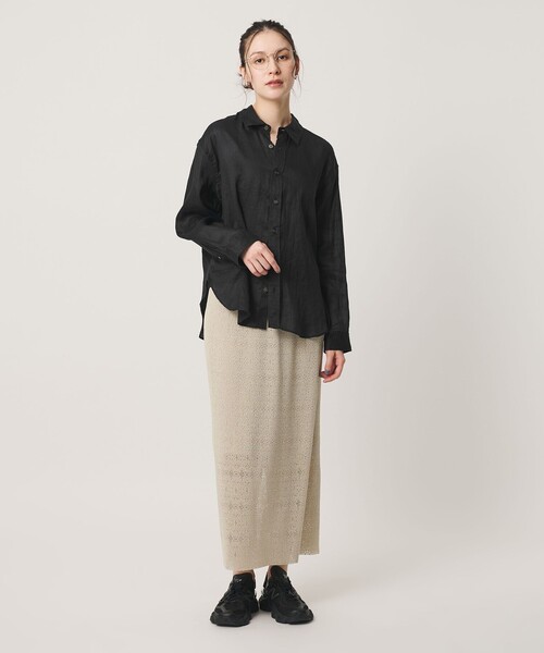 ブラウス シャツ 麻 レギュラーカラー シャツ ウォッシャブル レディースの画像
