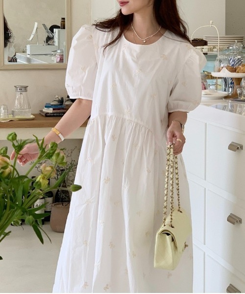 ヨーカン半袖ワンピース FREE STYLISTS ワンピース 半袖 YUGA_YGMC Korean style ribbon