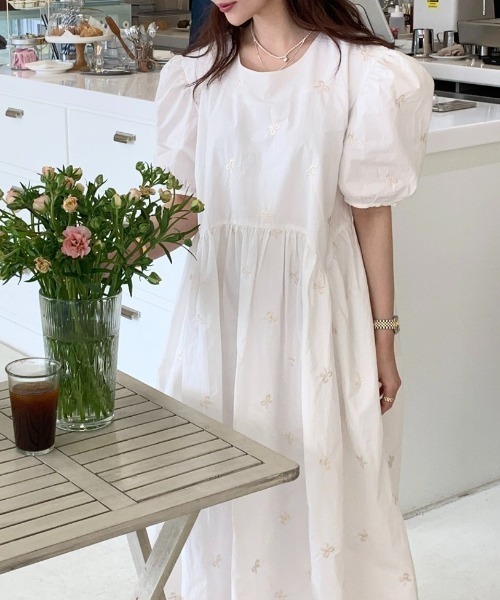 FREE STYLISTS ワンピース 半袖 YUGA_YGMC Korean style ribbon