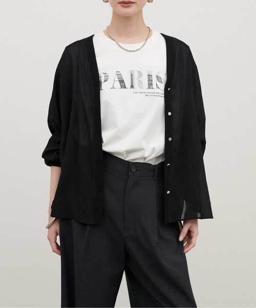 LARUTA（ラルータ） カーディガン 「LARUTA」強撚シアーシャツカーデ