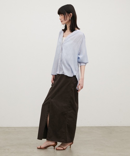 LARUTA（ラルータ） カーディガン 「LARUTA」強撚シアーシャツカーデ