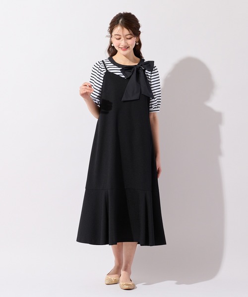 ワンピース 夏 「UVカット/防シワ」バックリボンキャミワンピース