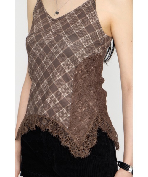 LAGUA GEM（ラグアジェム） キャミソール CHECK LACE CAMI トップス