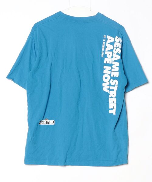 「AAPE BY A BATHING APE」 半袖Tシャツ「sesamistreetコラボ」 SMALL ブルー メンズ_画像2