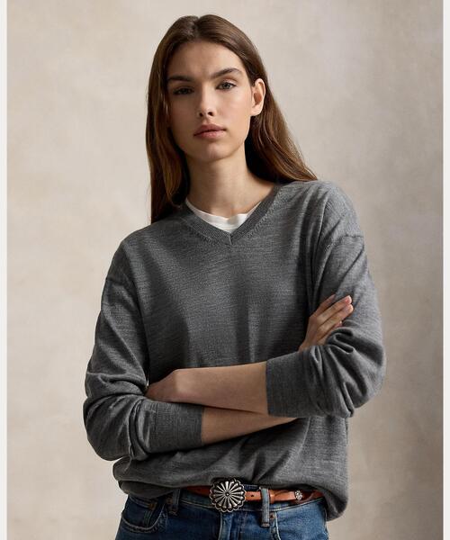 【人気カラー】ラルフローレンメリノウール Vネックニット Lブラック POLO RALPH LAUREN（ポロ・ラルフローレン） ラルフローレン ニット