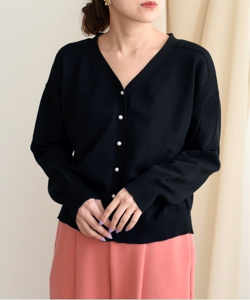 Vin パール付き　カーディガン Vin｜パールアクセントシアーカーディガン | Rakuten Fashion