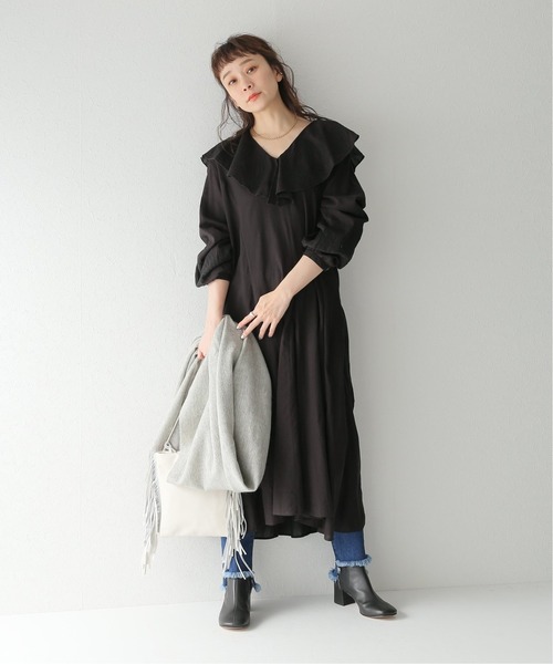 relume  ボーダー チュニック ワンピース フレンチスリーブ 緑 白 黒 ストライプ JOURNAL STANDARD relume ジャーナルスタンダード レリューム 古着 JOURNAL STANDARD relume（ジャーナルスタンダード レリューム） t