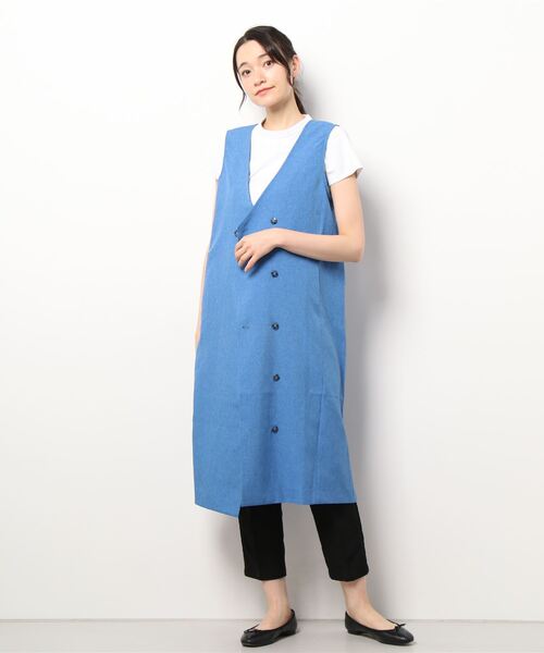 RANAN ベスト ジレ 2way麻調素材ロングジレ レディース