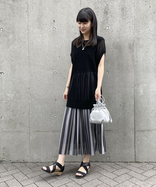 COMME CA ISM（コムサイズム） スカート ストライプ プリーツスカート