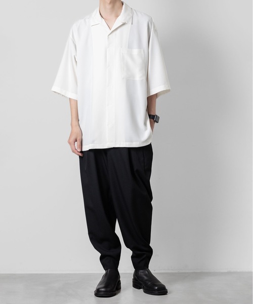 ATO（アトウ） シャツ OPEN COLLAR SHIRTS WITH PLEATS メンズ