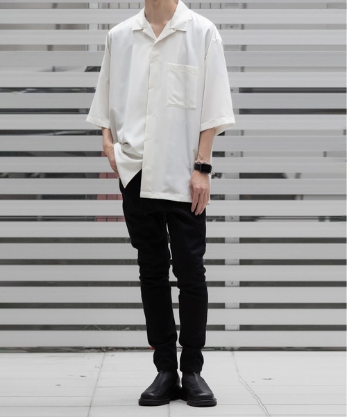 ATO（アトウ） シャツ OPEN COLLAR SHIRTS WITH PLEATS メンズ