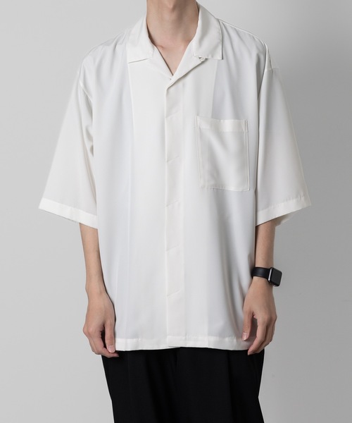 ATO（アトウ） シャツ OPEN COLLAR SHIRTS WITH PLEATS メンズ