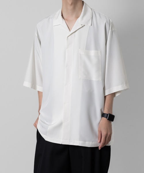 ATO（アトウ） シャツ OPEN COLLAR SHIRTS WITH PLEATS メンズ