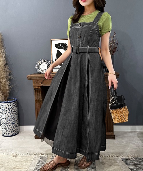 ワンピース デニム切替ロングワンピース : ZOZOTOWN Yahoo!店 - 通販