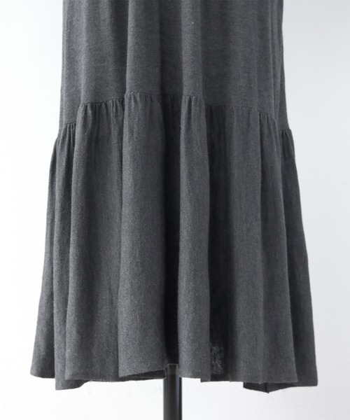 ELFRANK ワンピース タートルネックティアードニットロングワンピース