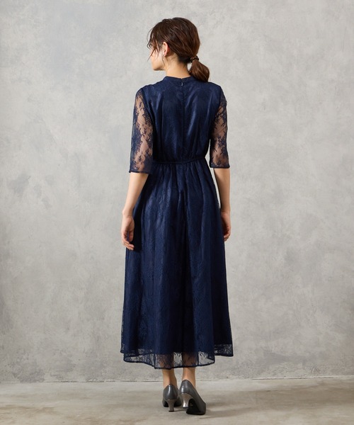 AIMER ドレス 「WEB限定」プチハイネック5分袖レースパーティー