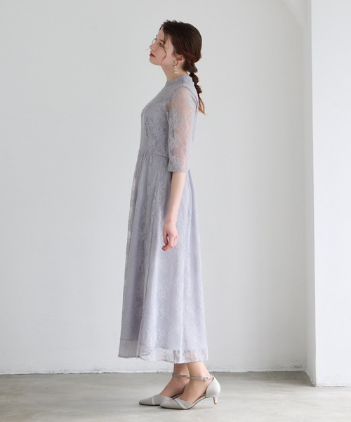 AIMER（エメ） ドレス 「WEB限定」プチハイネック5分袖レース