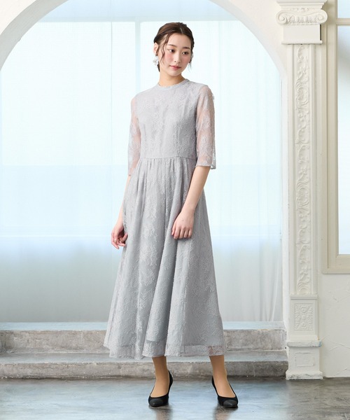 AIMER（エメ） ドレス 「WEB限定」プチハイネック5分袖レース