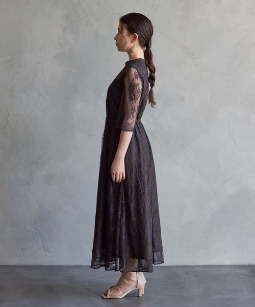 AIMER（エメ） ドレス 「WEB限定」プチハイネック5分袖レース