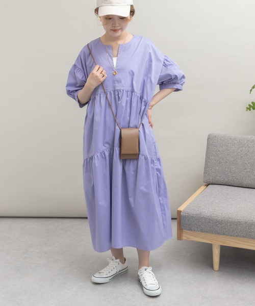 値下不可 新品 アーバンリサーチ UR.Lab 麻混カシュクールワンピ フリーサイズ UR Lab.（アーバンリサーチラボ） 半袖ワンピース FREE ベージュ WOMEN