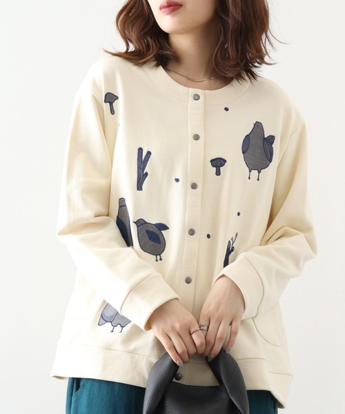 Emago カーディガン EMAGO フォレスト刺繍カーデ レディース