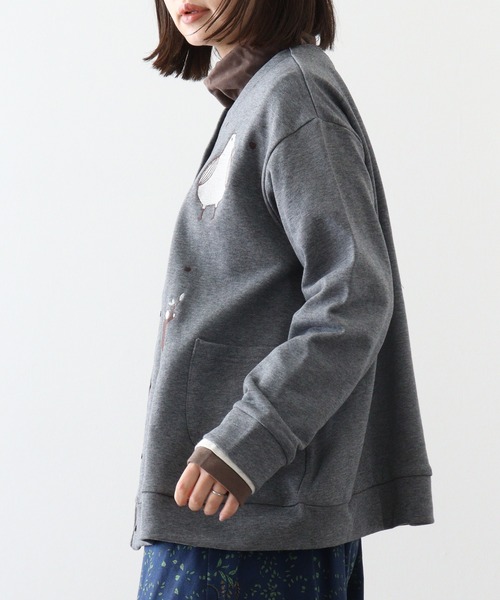 Emago カーディガン EMAGO フォレスト刺繍カーデ レディース