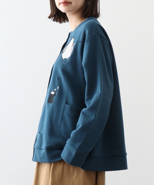 Emago カーディガン EMAGO フォレスト刺繍カーデ レディース