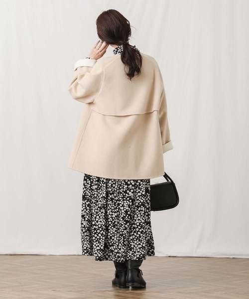 グレディブリリアン　アウター　コート Gready Brilliant アウター リバー配色クルーAラインコート
