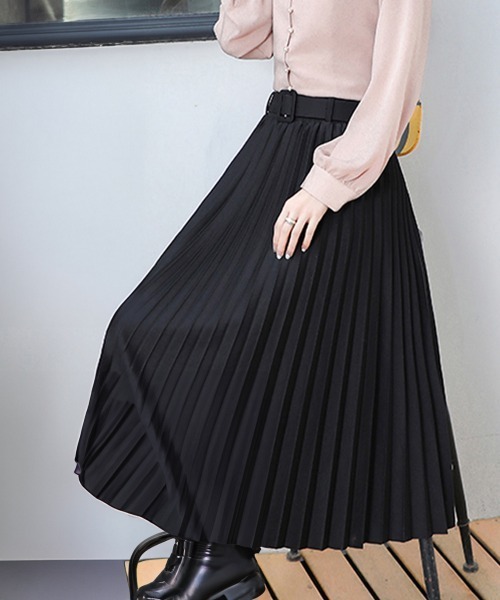miniministore スカート プリーツスカート ロング ベルト付き