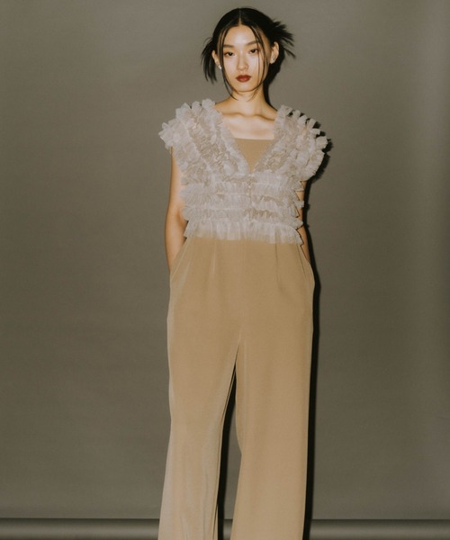パンツドレス チュールベストオールインワンドレス / tulle vest all in one dress