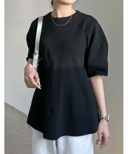 ニット セーター パフスリーブペプラムニットトップス レディース パフスリーブペプラムニットトップス（ニット/セーター）｜ur's