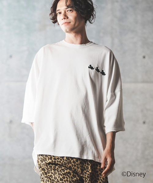 MICKY様 シャツ 1アイボリー GLIMCLAP tシャツ mt9064- Oversized 「Mickey Mouse 」embroidered T