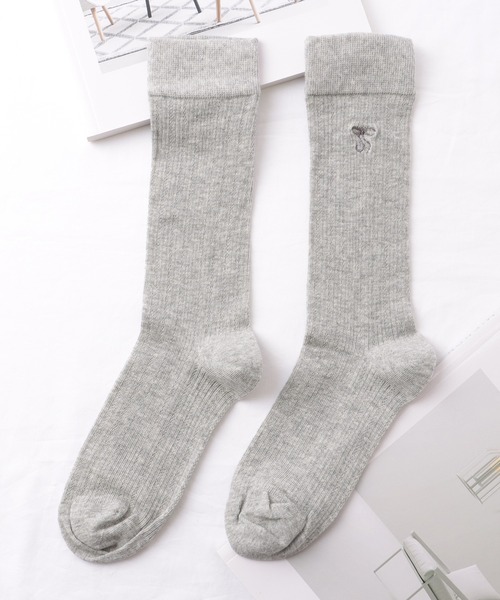 Lace Ladies 靴下 「5足セット」 リボン 刺繍付き レース クルー
