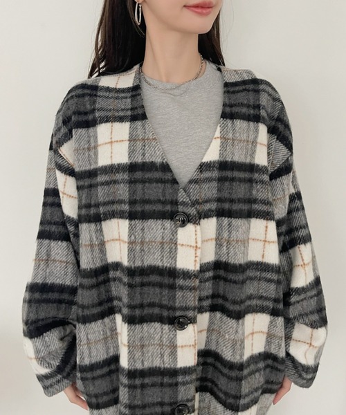 TREOVER ノーカラーコート コート シャギーノーカラーコート