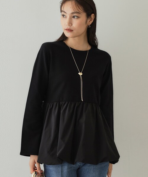 バルーンペプラムニットキャミソール OPAQUE.CLIP tシャツ バルーンドッキングペプラムニット「洗濯機