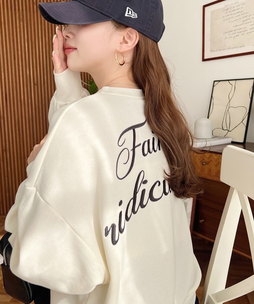 moment+ トレーナー スウェット 裏毛バックロゴ刺繍スウェットプル